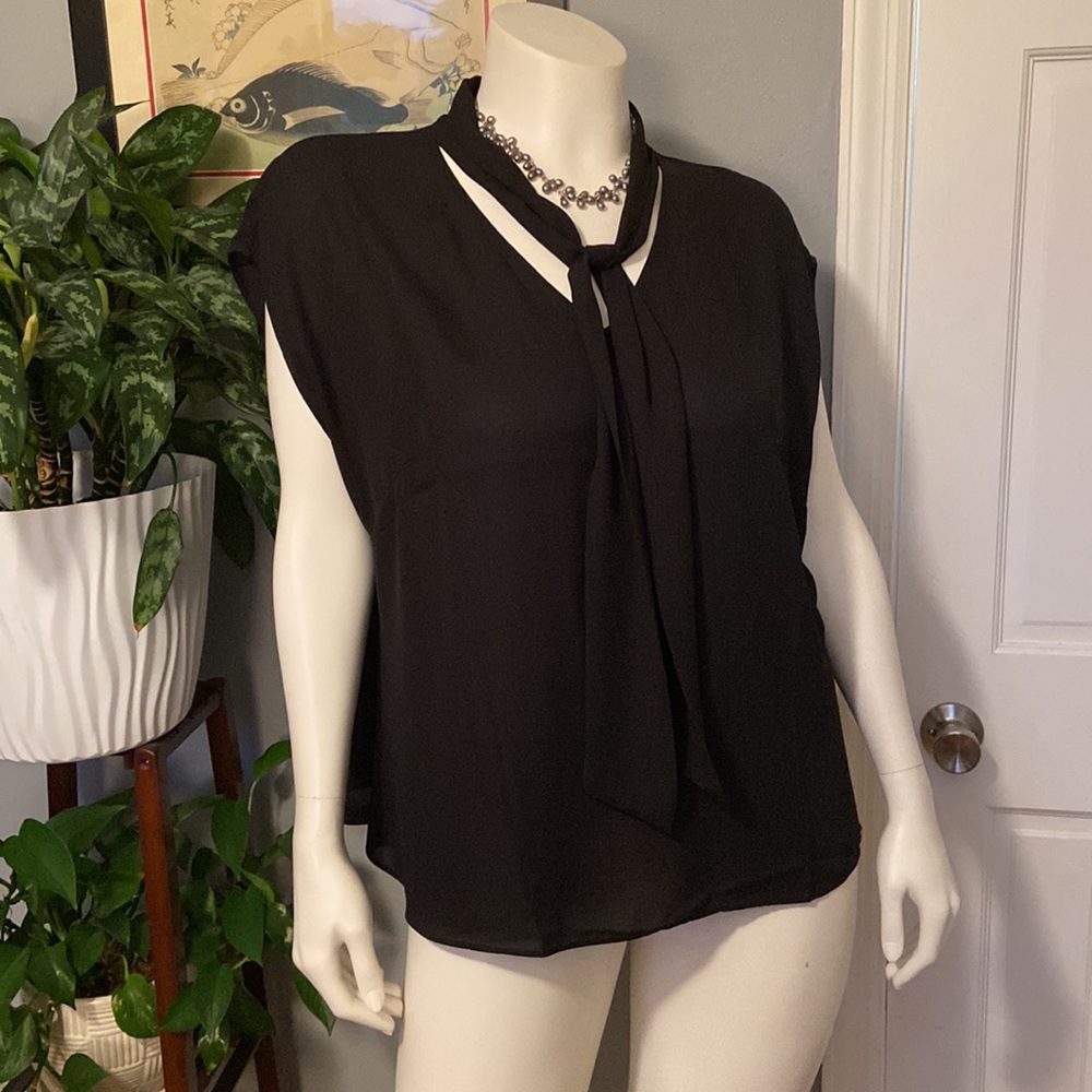 Alfani NEW Black Blouse with Tie Size 2X